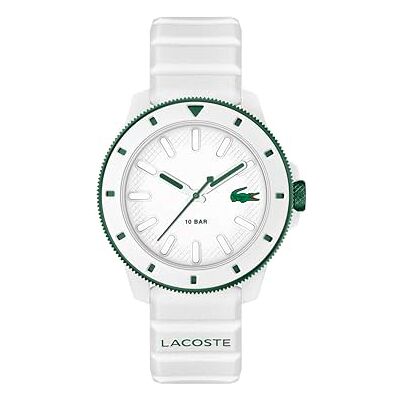 Lacoste trehandskvartsrörelseklocka för män .12.12 dykkollektion med vitt silikonarmband 2011415 Lacoste trehandskvartsrörelseklocka för män .12.12 dykkollektion med vitt silikonarmband 2011415