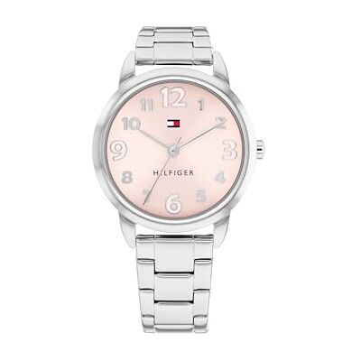 Tommy Hilfiger Ungdom tre nålar kvarts urverk klocka med marinblått silikonarmband, Silver, Klassisk Tommy Hilfiger Ungdom tre nålar kvarts urverk klocka med marinblått silikonarmband, Silver, Klassisk