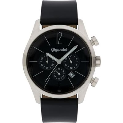 Gigandet Män analog japanskt kvartsurverk klocka med läderarmband 5VNAG13NE/002, svart Gigandet Män analog japanskt kvartsurverk klocka med läderarmband 5VNAG13NE/002, svart