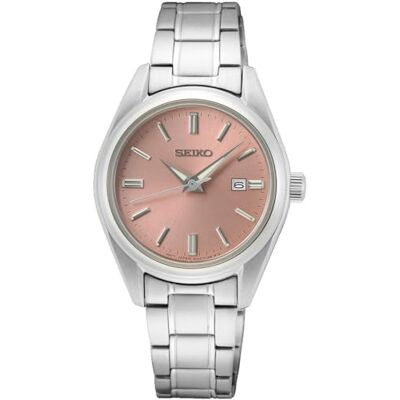 Seiko Damer analog kvartsur med rostfritt stål armband SUR633P1, Silver och rosa, 29.8 mm, Armband Seiko Damer analog kvartsur med rostfritt stål armband SUR633P1, Silver och rosa, 29.8 mm, Armband