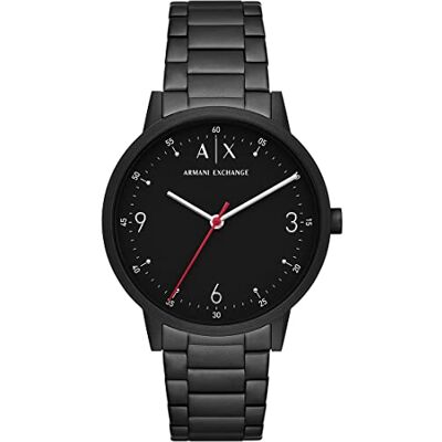 Giorgio Armani Watch For Men, Quartz Three hand movement och 42 mm boettstorlek med rostfritt stålrem, Jet Black Giorgio Armani Watch For Men, Quartz Three hand movement och 42 mm boettstorlek med rostfritt stålrem, Jet Black