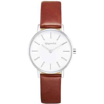 Gigandet Damer analog japanskt kvartsurverk klocka med läderarmband 9VNAG36NE/001, Vit Gigandet Damer analog japanskt kvartsurverk klocka med läderarmband 9VNAG36NE/001, Vit