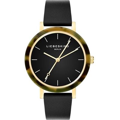 LIEBESKIND Berlin Dam Klocka LT-0509-MQ rostfritt stål/acetat i IP guld med läderrem LIEBESKIND Berlin Dam Klocka LT-0509-MQ rostfritt stål/acetat i IP guld med läderrem