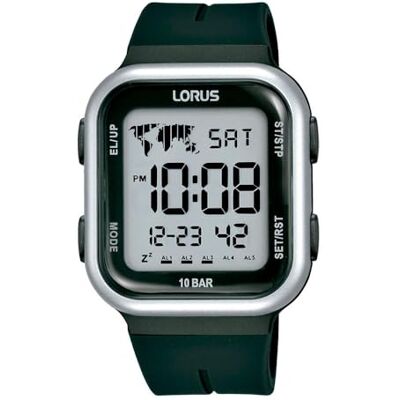 Lorus män digital kvarts klocka med silikonarmband R2351PX9, svart, Rem Lorus män digital kvarts klocka med silikonarmband R2351PX9, svart, Rem