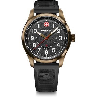 WENGER Terragraph Analog Kvarts Armbandsur För Män, Diameter 43 Mm, Tillverkad I Schweiz, Vattentät Upp Till 100 M, Läderband, 01.0541.124 WENGER Terragraph Analog Kvarts Armbandsur För Män, Diameter 43 Mm, Tillverkad I Schweiz, Vattentät Upp Till 100 M, Läderband, 01.0541.124