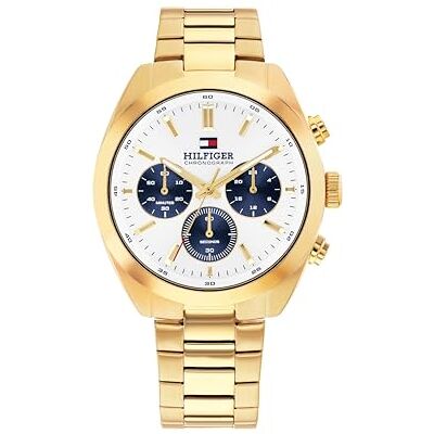 Tommy Hilfiger kronograf kvartsur för män med guldfärgat rostfritt stålarmband – 1710723 Tommy Hilfiger kronograf kvartsur för män med guldfärgat rostfritt stålarmband – 1710723