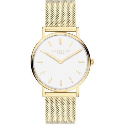 LIEBESKIND BERLIN damklocka – Runde Quarzuhr 34 mm – Mesharmband – 5 ATM vattentät – Elegant – Gold/Vit LIEBESKIND BERLIN damklocka – Runde Quarzuhr 34 mm – Mesharmband – 5 ATM vattentät – Elegant – Gold/Vit