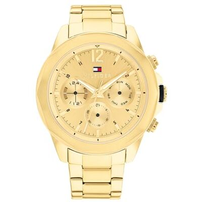 Tommy Hilfiger Analog multifunktionskvarts klocka för män med guldfärgat rostfritt stålarmband 1792060 Tommy Hilfiger Analog multifunktionskvarts klocka för män med guldfärgat rostfritt stålarmband 1792060