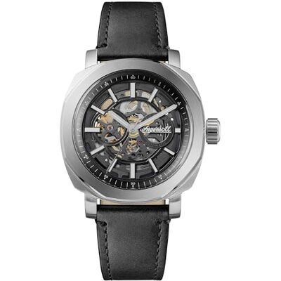 Ingersoll The Outrider herrklocka 44 mm automatisk klocka med läderrem, Svart, armband Ingersoll The Outrider herrklocka 44 mm automatisk klocka med läderrem, Svart, armband