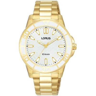 Lorus Dam analog kvartsklocka med metallarmband RG256VX9, Guldvit Lorus Dam analog kvartsklocka med metallarmband RG256VX9, Guldvit