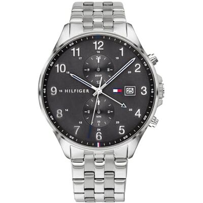 Tommy Hilfiger Herr multiurtavla kvarts armbandsur, Silver/grå, En storlek, armband Tommy Hilfiger Herr multiurtavla kvarts armbandsur, Silver/grå, En storlek, armband