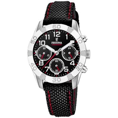 Festina pojkar kronograf kvarts klocka med tyg armband F20346/3, svart, Armband Festina pojkar kronograf kvarts klocka med tyg armband F20346/3, svart, Armband