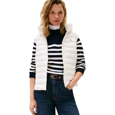 Tommy Hilfiger dam LW vadderad smal väst WW0WW47352 väst, vit, M, Vit (elfenbenssilke), M Tommy Hilfiger dam LW vadderad smal väst WW0WW47352 väst, vit, M, Vit (elfenbenssilke), M