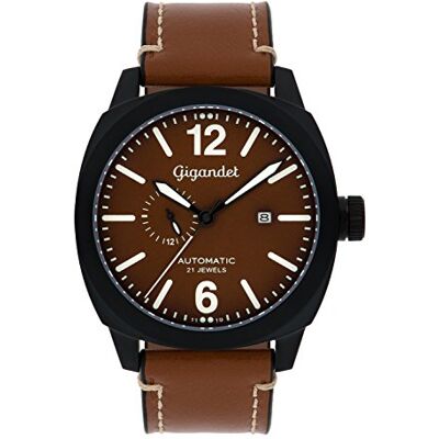 Gigandet Män analog japansk automatisk rörelse klocka med läderarmband 11VNAG16NE/001, BRUN Gigandet Män analog japansk automatisk rörelse klocka med läderarmband 11VNAG16NE/001, BRUN