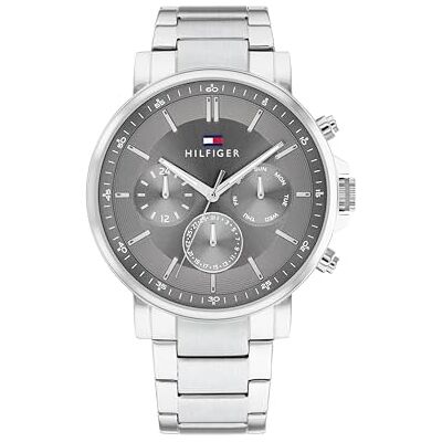 Tommy Hilfiger Herr analog kvartsklocka med rostfritt stål rem 1710604, Mörkgrått Tommy Hilfiger Herr analog kvartsklocka med rostfritt stål rem 1710604, Mörkgrått