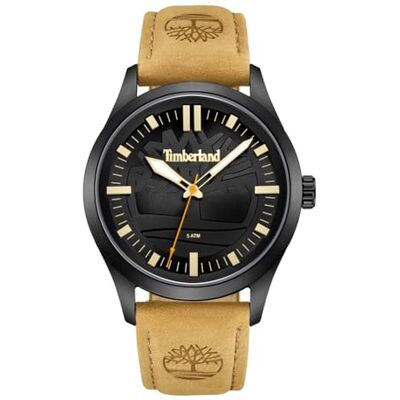 Timberland Analogt kvartsur för herr Svart urtavla, Silverfärgat stålboett, Brunt läderband, 42mm TDWGA0029601 Timberland Analogt kvartsur för herr Svart urtavla, Silverfärgat stålboett, Brunt läderband, 42mm TDWGA0029601
