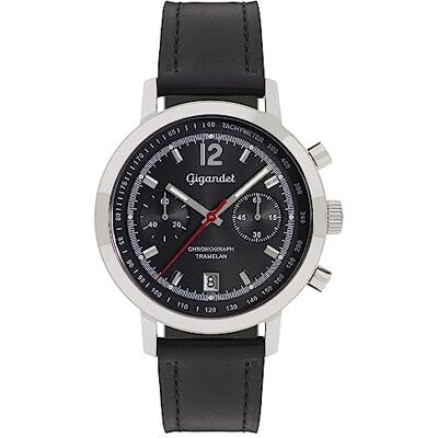 Gigandet Män analog japanskt kvartsurverk klocka med läderarmband 9VNAG10NE/007, svart Gigandet Män analog japanskt kvartsurverk klocka med läderarmband 9VNAG10NE/007, svart