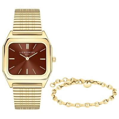 LIEBESKIND Berlin Set armbandsur & armband LS-0123-MQB rostfritt stål IP guld LIEBESKIND Berlin Set armbandsur & armband LS-0123-MQB rostfritt stål IP guld