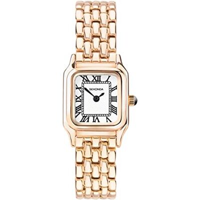 Sekonda Monica damkvartsur med romerska siffror analog display och legeringsrem 20 mm vit, Rosa guld, armband Sekonda Monica damkvartsur med romerska siffror analog display och legeringsrem 20 mm vit, Rosa guld, armband