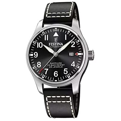 Festina Analog automatisk klocka för män med läderarmband F20151/4, Silver-svart, Rem Festina Analog automatisk klocka för män med läderarmband F20151/4, Silver-svart, Rem