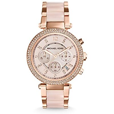 Michael Kors Parker Damklocka, Quartz Chronograph-urverk med armband i rostfritt stål eller PVC Michael Kors Parker Damklocka, Quartz Chronograph-urverk med armband i rostfritt stål eller PVC
