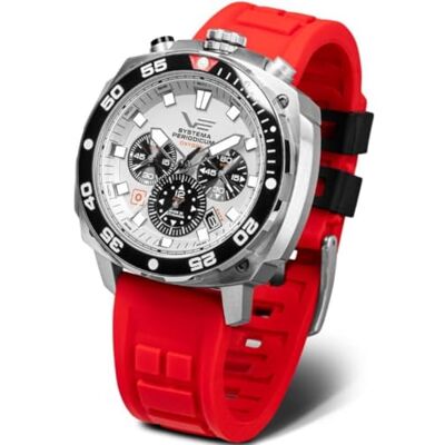 Vostok Europe Systema Periodicum kronograf kvarts herrklocka 20ATM K1 mineralglas med utbytbar rem, Syre, Armband: Vostok Europe Systema Periodicum kronograf kvarts herrklocka 20ATM K1 mineralglas med utbytbar rem, Syre, Armband: