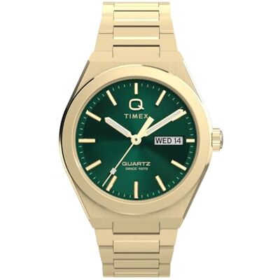 Timex TW2Y35200 Q Continental Day and Date Kvartsur på 39 mm för män rostfritt stålarmband med blå urtavla Timex TW2Y35200 Q Continental Day and Date Kvartsur på 39 mm för män rostfritt stålarmband med blå urtavla