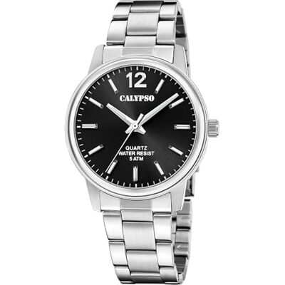 Calypso Herrklocka K5864/6 basic rostfritt stål fodral grått rostfritt stålarmband grå, svart, armband Calypso Herrklocka K5864/6 basic rostfritt stål fodral grått rostfritt stålarmband grå, svart, armband