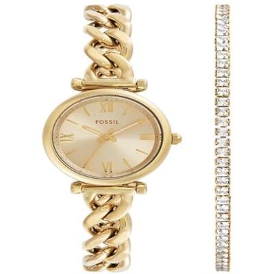 Fossil dam analog kvartsur med rostfritt stål armband ES5387SET, Guld Fossil dam analog kvartsur med rostfritt stål armband ES5387SET, Guld