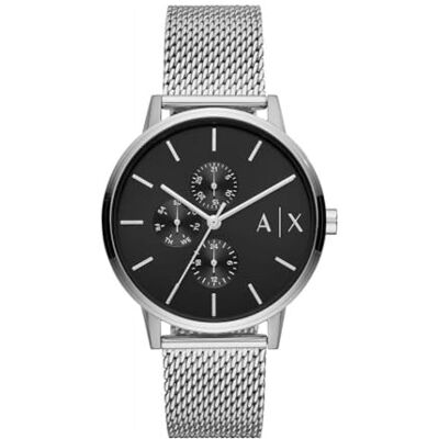 Giorgio Armani multifunktionsklocka för män, rostfritt stål, 42 mm boettstorlek, silver, En storlek, Armband Giorgio Armani multifunktionsklocka för män, rostfritt stål, 42 mm boettstorlek, silver, En storlek, Armband