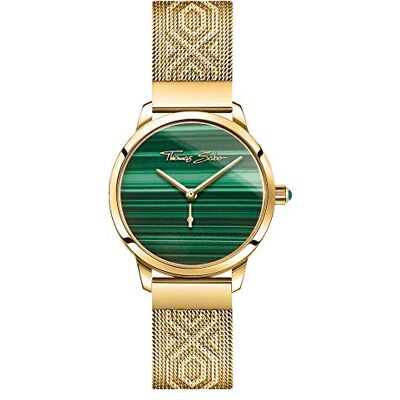 THOMAS SABO Dam analog kvartsklocka med rostfritt stål armband WA0365-264-211-33 mm, Guld, mörkgrön, One Size, Armband THOMAS SABO Dam analog kvartsklocka med rostfritt stål armband WA0365-264-211-33 mm, Guld, mörkgrön, One Size, Armband