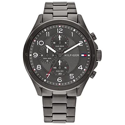 Tommy Hilfiger analog multifunktion kvartsur för män med armband i rostfritt stål – 1792008, Grå, armband Tommy Hilfiger analog multifunktion kvartsur för män med armband i rostfritt stål – 1792008, Grå, armband