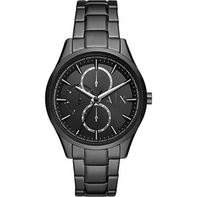 Giorgio Armani multifunktionsklocka för män, svart med 50% återvunnet innehåll av rostfritt stål, AX1867 Giorgio Armani multifunktionsklocka för män, svart med 50% återvunnet innehåll av rostfritt stål, AX1867