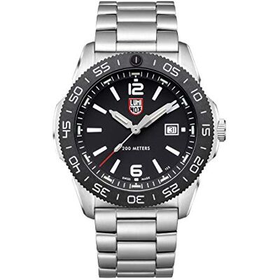 Luminox Pacific Diver XS.3122 herrklocka 44 mm – dykklocka i silver/svart datumfunktion 200 m vattentåligt safirglas, Svart, Armband Luminox Pacific Diver XS.3122 herrklocka 44 mm – dykklocka i silver/svart datumfunktion 200 m vattentåligt safirglas, Svart, Armband