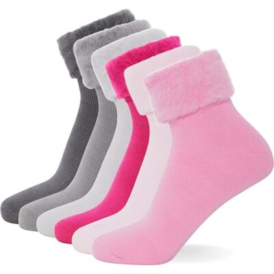 FM London (6-pack) extra varma supermjuka termiska sängstrumpor för kvinnor i pastellfärger (storlek: UK 4-8) – fluffiga strumpor dam idealiska för kalla kvällar – fleecefoder, mysiga, bekväma, Rosa FM London (6-pack) extra varma supermjuka termiska sängstrumpor för kvinnor i pastellfärger (storlek: UK 4-8) – fluffiga strumpor dam idealiska för kalla kvällar – fleecefoder, mysiga, bekväma, Rosa
