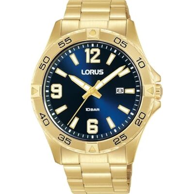 Lorus mäns analog kvartsur med rostfritt stål armband, silver, Guld, Armband Lorus mäns analog kvartsur med rostfritt stål armband, silver, Guld, Armband