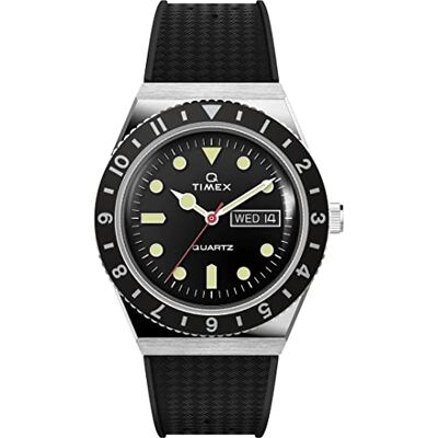 Timex Analogt herrklocka med silikonarmband Q Reissue, svart, armband Timex Analogt herrklocka med silikonarmband Q Reissue, svart, armband