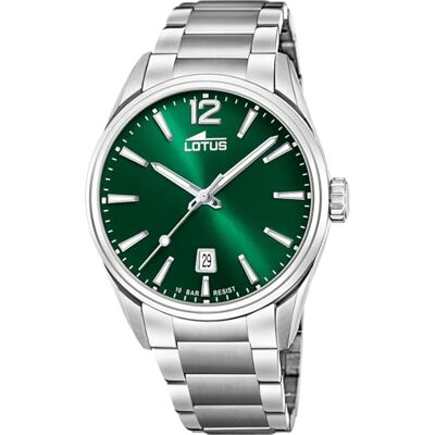 Lotus mäns analog klocka rostfritt stål 316L silver – kvarts – kalender – mineralglas – 10 ATM vattentät klassisk klocka 18692 minimalistisk, Silvergrön, 42, Modern Lotus mäns analog klocka rostfritt stål 316L silver – kvarts – kalender – mineralglas – 10 ATM vattentät klassisk klocka 18692 minimalistisk, Silvergrön, 42, Modern