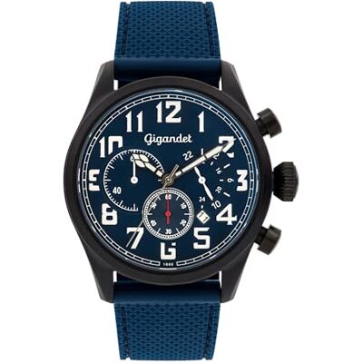Gigandet Män analog japanskt kvartsurverk klocka med läderarmband 5VNAG4NE/008, blå Gigandet Män analog japanskt kvartsurverk klocka med läderarmband 5VNAG4NE/008, blå