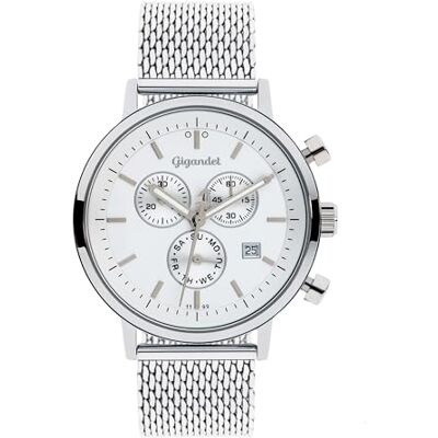 Gigandet Unisex analog japanskt kvartsurverk klocka med rostfritt stål armband 6VNAG6NE/011, silver Gigandet Unisex analog japanskt kvartsurverk klocka med rostfritt stål armband 6VNAG6NE/011, silver