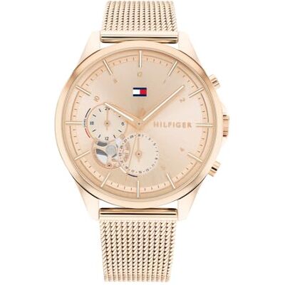 Tommy Hilfiger analog multifunktion kvartsur för kvinnor med nejlika guldfärgat rostfritt stål nätarmband 1782486, Nejlika guld, armband Tommy Hilfiger analog multifunktion kvartsur för kvinnor med nejlika guldfärgat rostfritt stål nätarmband 1782486, Nejlika guld, armband