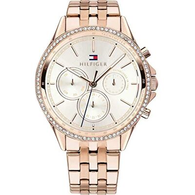 Tommy Hilfiger Damer multiurtavla kvarts armbandsur Ari med rostfritt stål armband, Roséguld, One Size, Armband Tommy Hilfiger Damer multiurtavla kvarts armbandsur Ari med rostfritt stål armband, Roséguld, One Size, Armband
