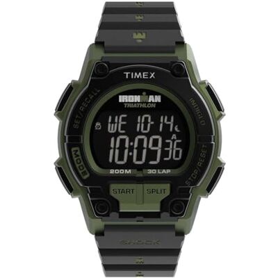 Timex Ironman Classic klocka på 42 mm för män – svart hartsrem, digital urtavla, grön boett, TW5M64900 Timex Ironman Classic klocka på 42 mm för män – svart hartsrem, digital urtavla, grön boett, TW5M64900
