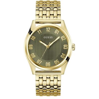 GUESS Tate herrarmbandsur kvarts analog, rostfritt stål, 42 mm, rostfritt stål armband, guld, 5 bar, urtavlans färg: grön, GW0895G2 GUESS Tate herrarmbandsur kvarts analog, rostfritt stål, 42 mm, rostfritt stål armband, guld, 5 bar, urtavlans färg: grön, GW0895G2