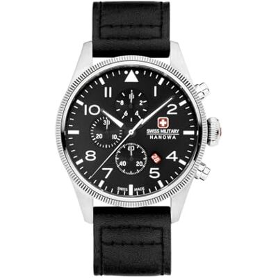 Swiss Military Hanowa SWISS MILITARY Analog kvartsklocka med läderarmband SMWGB2200140, svart, En storlek, Bälte Swiss Military Hanowa SWISS MILITARY Analog kvartsklocka med läderarmband SMWGB2200140, svart, En storlek, Bälte