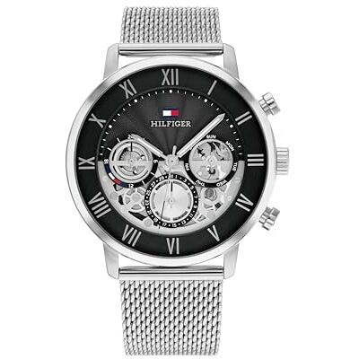 Tommy Hilfiger analog multifunktions kvarts klocka för män med silver rostfritt stålarmband 1710708 Tommy Hilfiger analog multifunktions kvarts klocka för män med silver rostfritt stålarmband 1710708