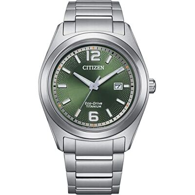 Citizen mäns analog Eco-Drive-klocka med titanrem AW1641-81X, gRÖN Citizen mäns analog Eco-Drive-klocka med titanrem AW1641-81X, gRÖN