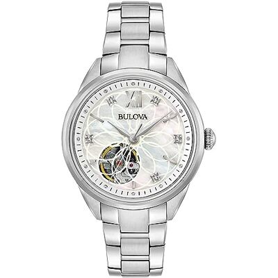 Bulova kvinnors analog mekanisk klocka med rem i rostfritt stål 96P181, Grå, Armband Bulova kvinnors analog mekanisk klocka med rem i rostfritt stål 96P181, Grå, Armband