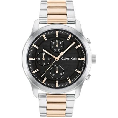Calvin analog multifunktion kvartsur för män med rostfritt stål eller läderarmband, Tvåfärgad, armband Calvin analog multifunktion kvartsur för män med rostfritt stål eller läderarmband, Tvåfärgad, armband