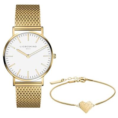 LIEBESKIND Berlin Set armbandsur & armband LS-0147-MQB rostfritt stål IP guld LIEBESKIND Berlin Set armbandsur & armband LS-0147-MQB rostfritt stål IP guld
